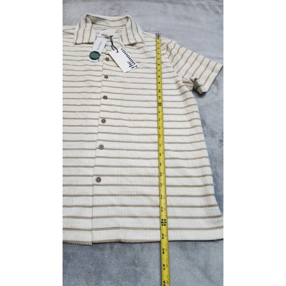 The Commons Men's Small Off White Slub Short Sleeve Button Down Shirt NWT - Picture 7 of 9